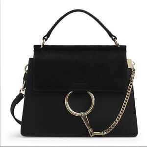 Chloé Small Faye Leather & Suede Top Handle Bag